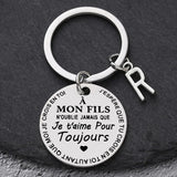 Porte-clé à offrir "Mon fils" ou "Ma fille" avec initiale