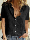 Chemise en lin respirant à manches courtes - Femme