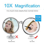 Miroir Grossissant 10x Ajustable à LED
