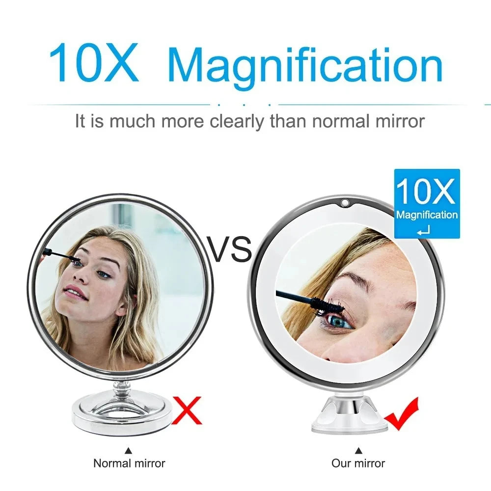 Miroir Grossissant 10x Ajustable à LED
