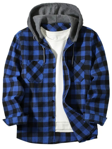 Veste Mi-Saison à Carreaux avec Capuche Homme