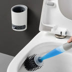 Brosse de toilette murale en silicone souple avec Réservoir à liquide intégré
