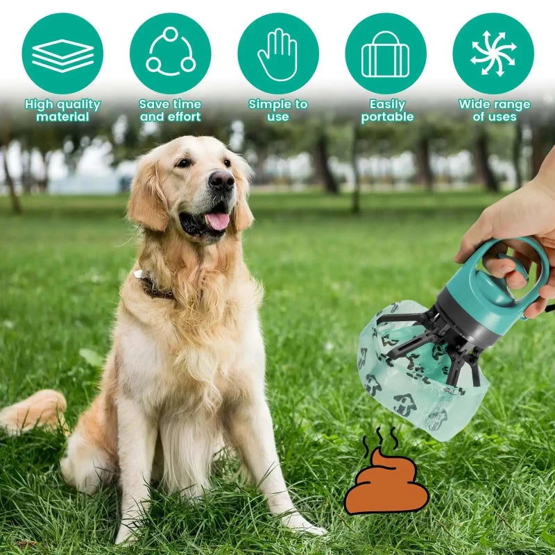 Ramasse-Crottes Portable pour Chien – Pince Ramasse Déjections Utilisation Sans Contact + 5 Sacs OFFERTS