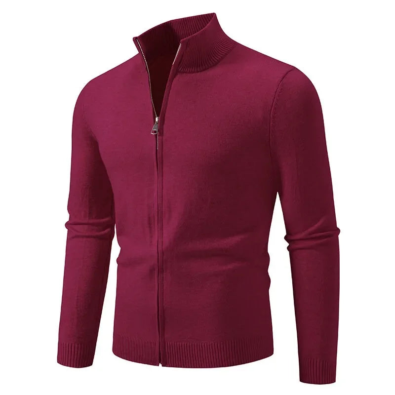 Cardigan en Maille Fine à Col Cheminé - Homme