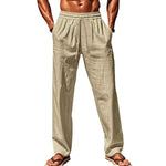 Pantalon en Lin Décontracté à Taille élastique