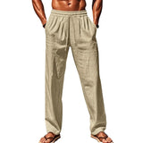 Pantalon en Lin Décontracté à Taille élastique