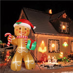 Bonhomme en Pain d'épice gonflable de Noël avec lumières LED - 2,4M