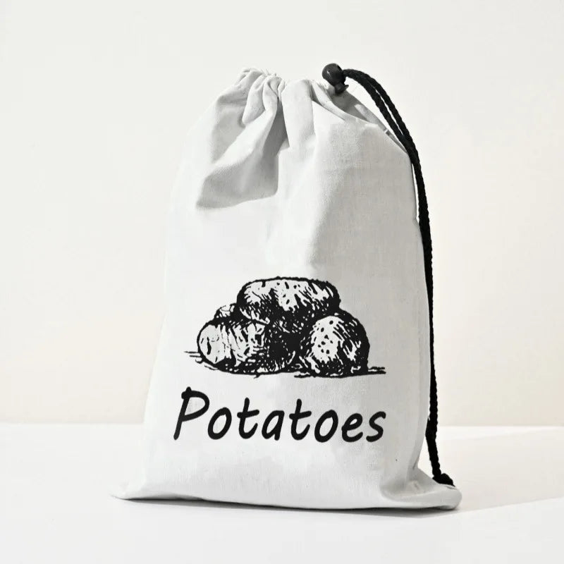 Sac de Conservation pour Légumes Réutilisable – Pour Pommes de Terre, Oignons & Ail – En Toile avec Cordon & Fermeture Éclair