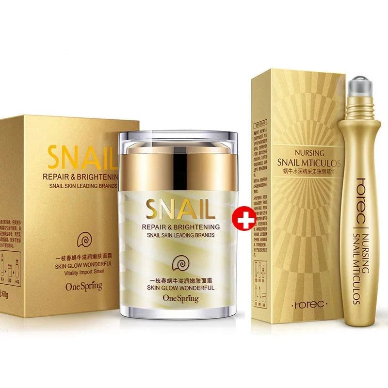 Crème pour le Visage au Collagène & Bave d'Escargot - Sérum Yeux OFFERT