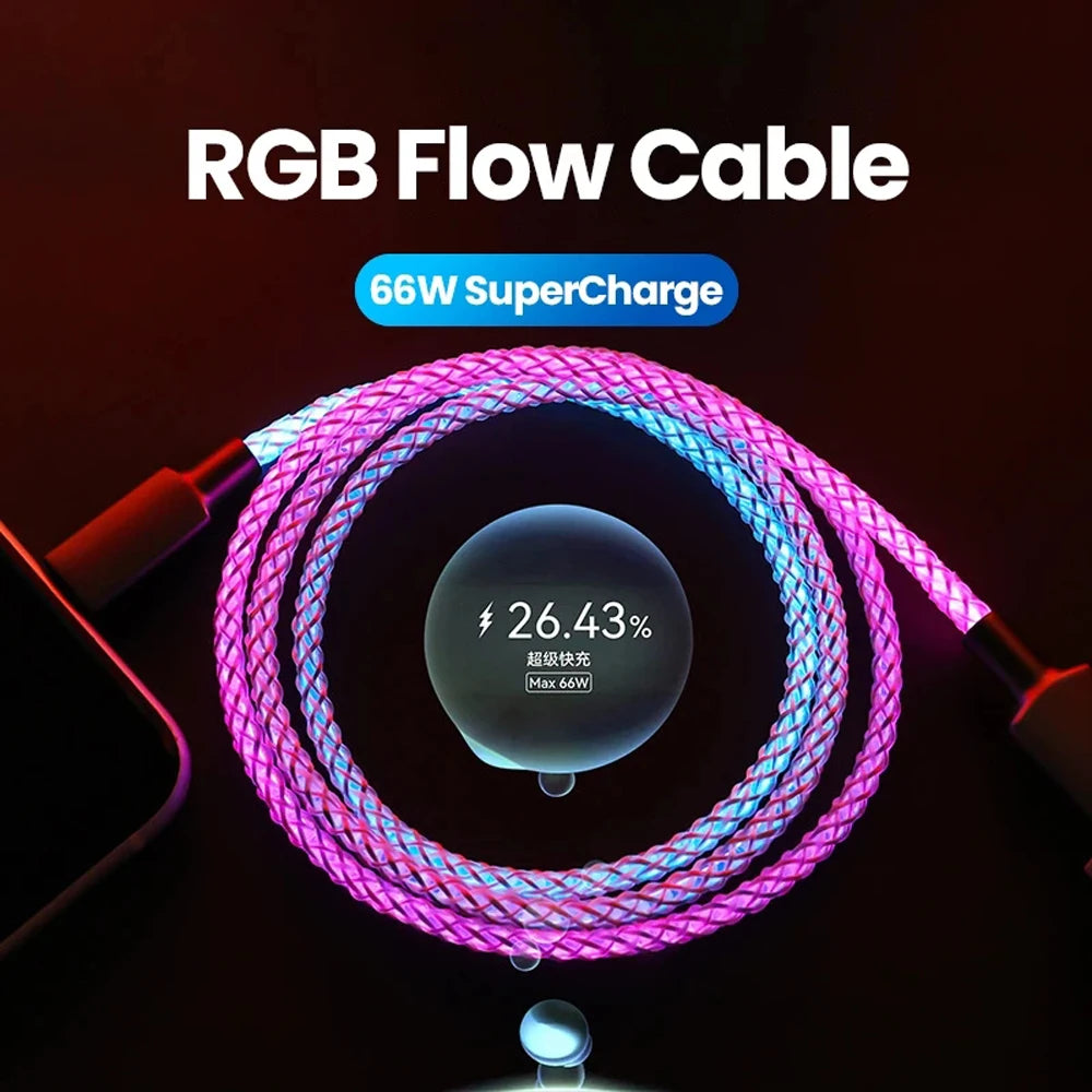 Câble USB-C RGB 66W - Recharge Ultra Rapide