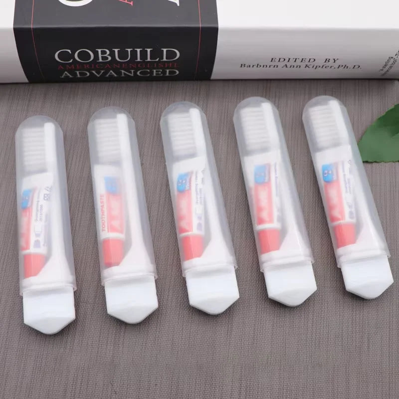 Lot de 5PCS de Mini Brosses à Dents de Voyage - Dentifrice Inclus