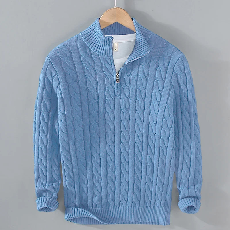 Pull Zippé Décontracté à Maille Large – Style Hiver 2026