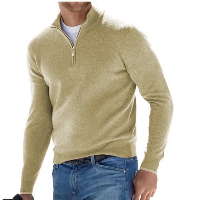 Pull décontracté à col cheminé à zip