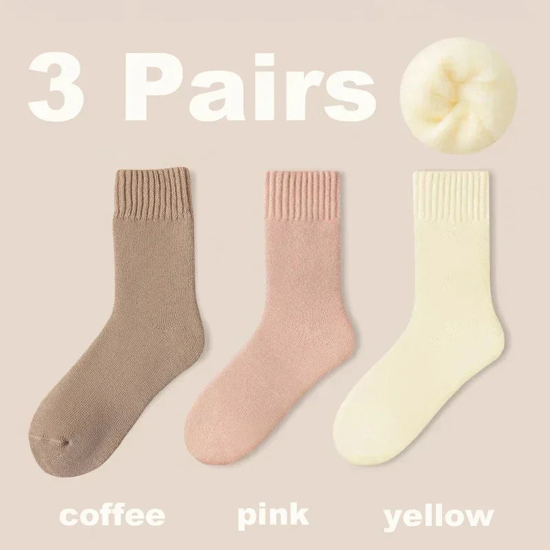 Lot de 3 Chaussettes chaudes en laine pour femmes