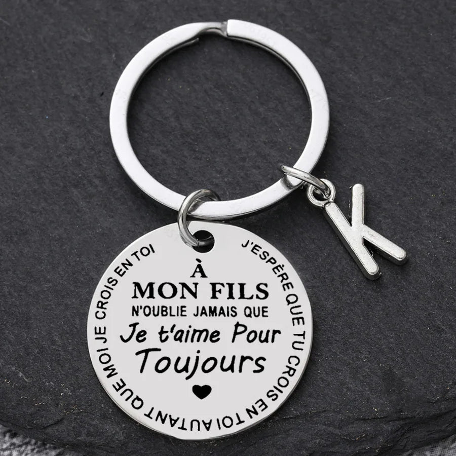 Porte-clé à offrir "Mon fils" ou "Ma fille" avec initiale