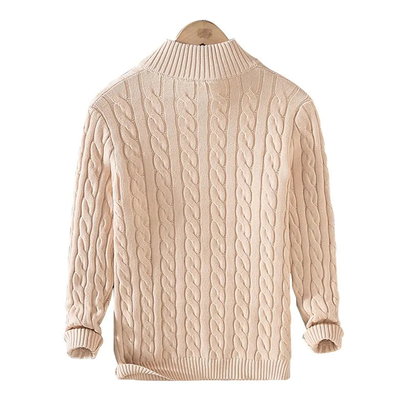 Pull Zippé Décontracté à Maille Large – Style Hiver 2026