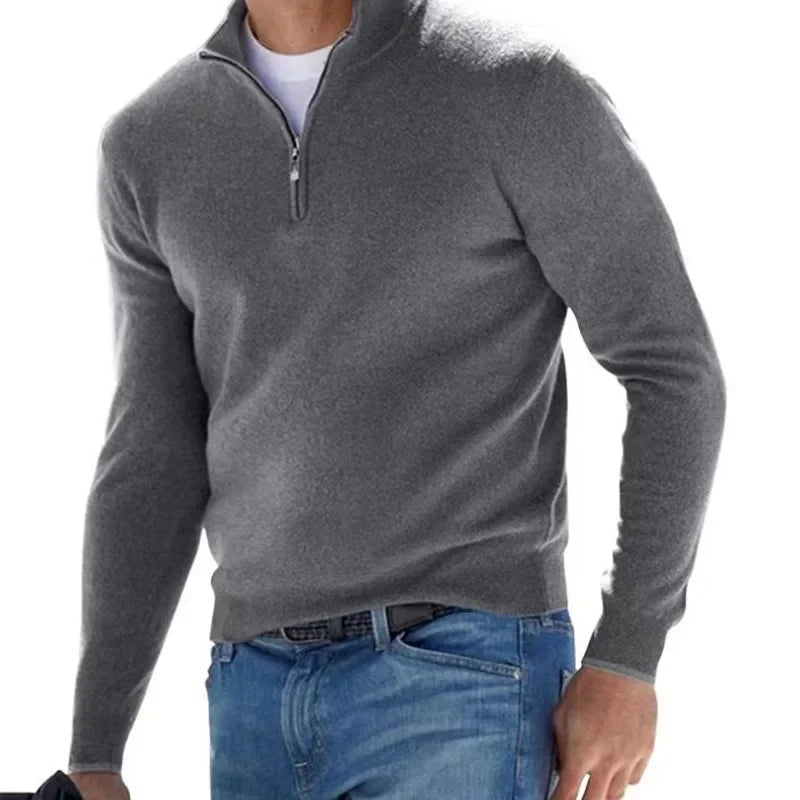 Pull décontracté à col cheminé à zip