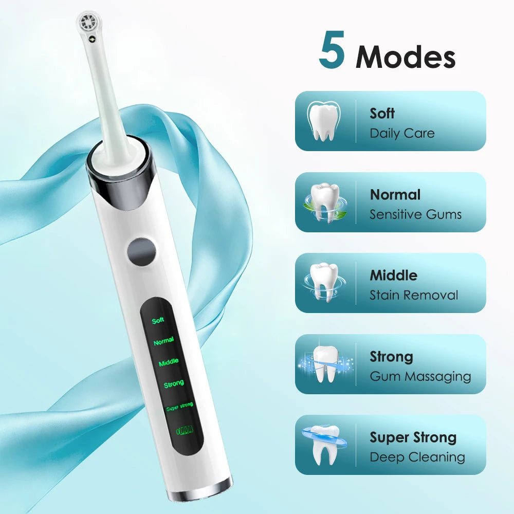 Détartreur Dentaire à Ultrasons 5 Modes + 5 Brosses Interchangeables