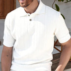 Polo homme en maille légère à manches courtes — col boutonné