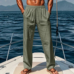 Pantalon en Lin Décontracté à Taille élastique