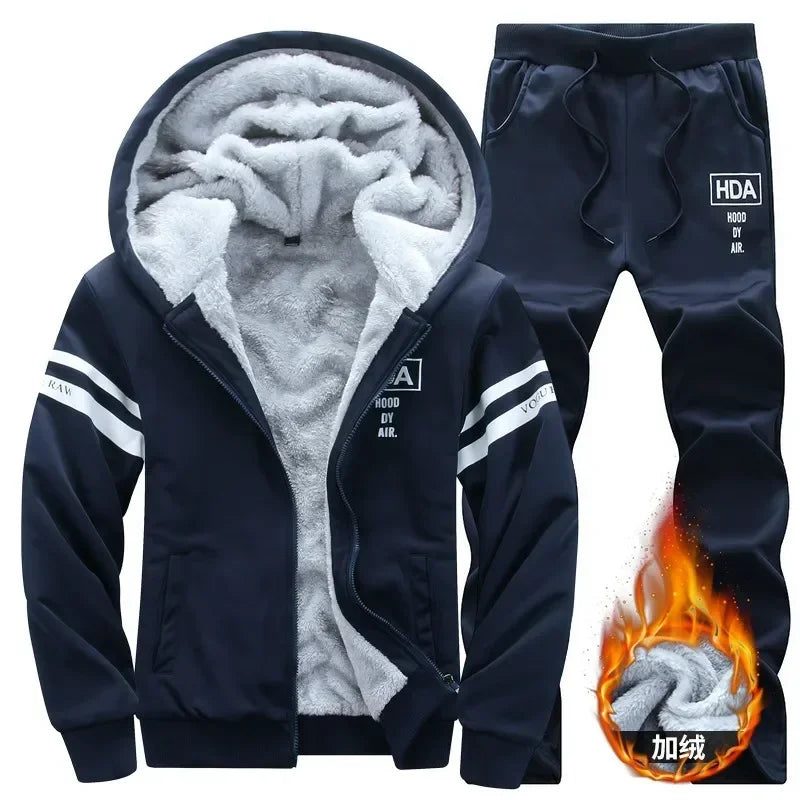 Ensemble Jogging Décontracté à Doublure Chaude - Gilet + Jogging
