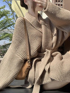 Cardigan à grosse maille avec ceinture