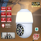 Ampoule Caméra Espion WiFi E27 5MP PTZ — Suivi Auto IA, Zoom 10X