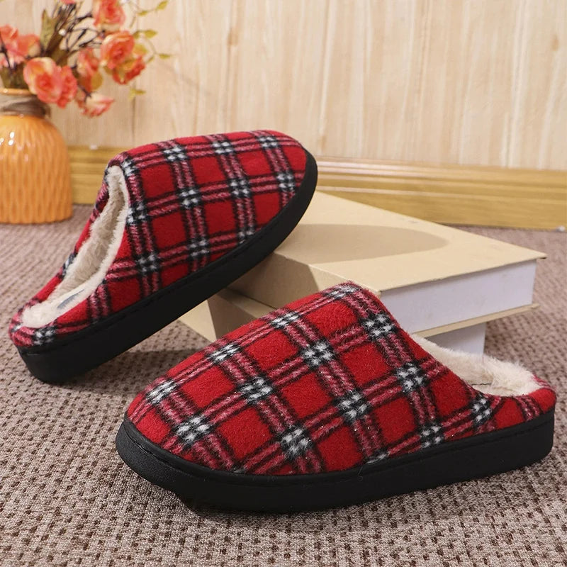 Chaussons Écossais Chauds Motifs à Carreaux