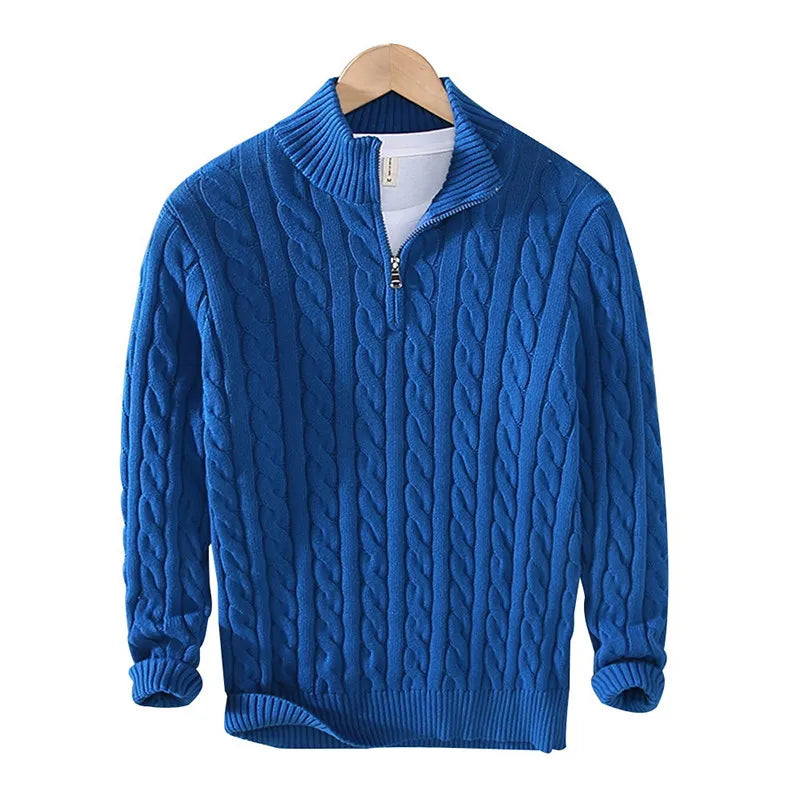 Pull Zippé Décontracté à Maille Large – Style Hiver 2026