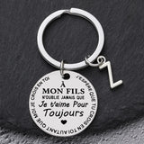 Porte-clé à offrir "Mon fils" ou "Ma fille" avec initiale
