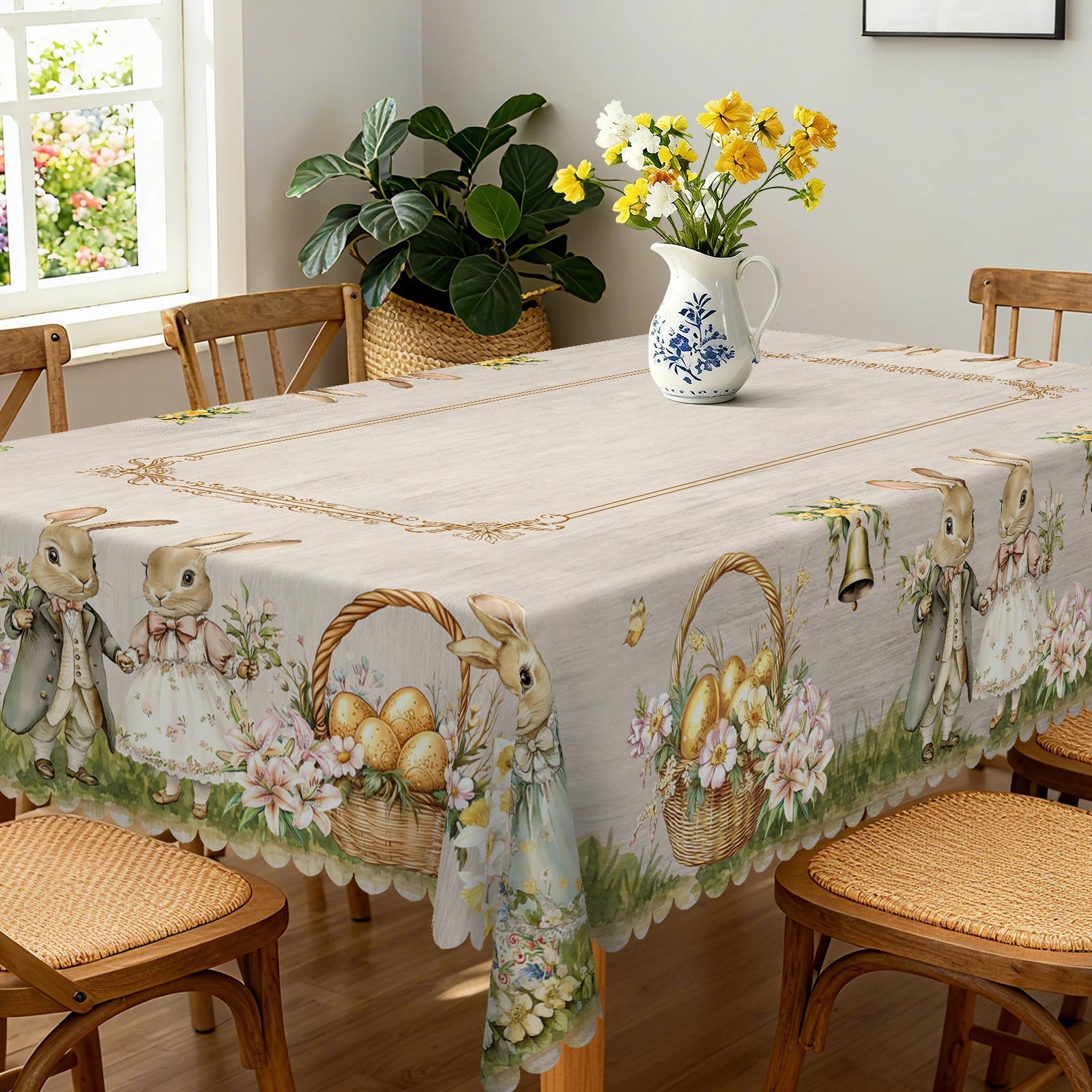 Nappe de Pâques à Motifs Vintage - Modèle Ronde & Rectangle