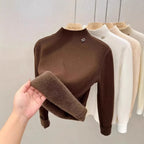 Pull Côtelé à Col Cheminé & Doublure Chaude
