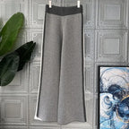Pantalon Élégant en Maille à Motif Chevron