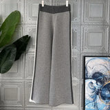 Pantalon Élégant en Maille à Motif Chevron