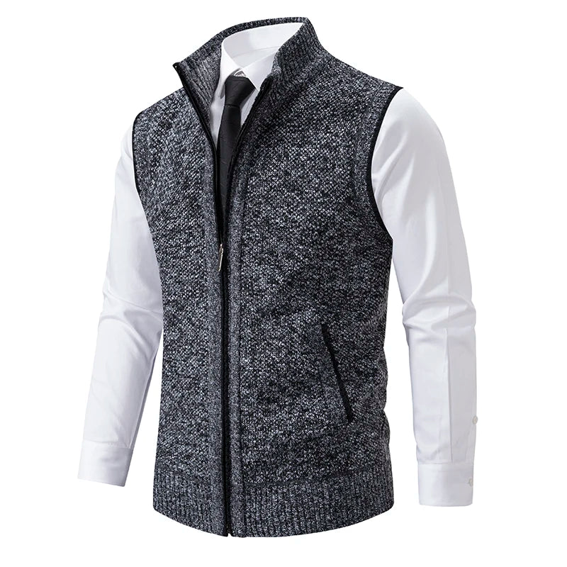 Gilet sans manches à maille col cheminé Homme