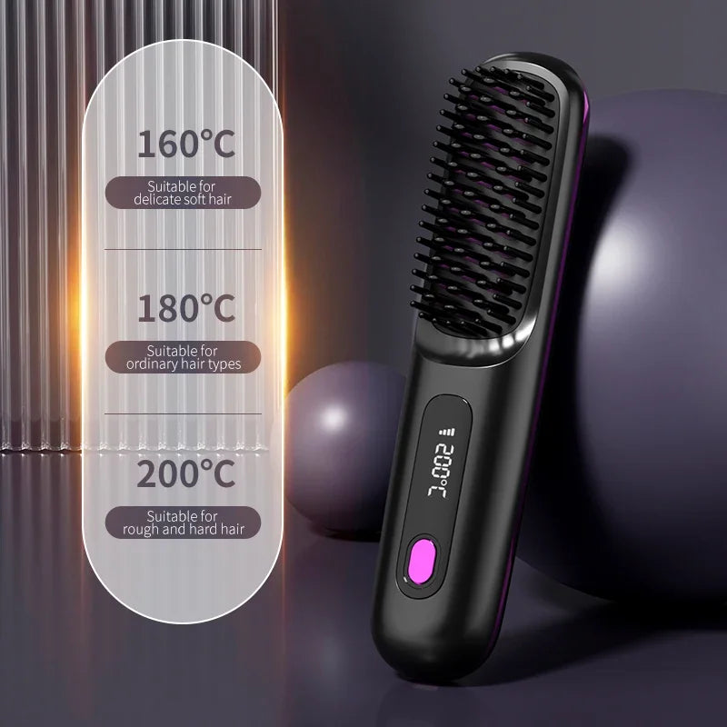 Brosse Lissante Chauffante – USB Rechargeable