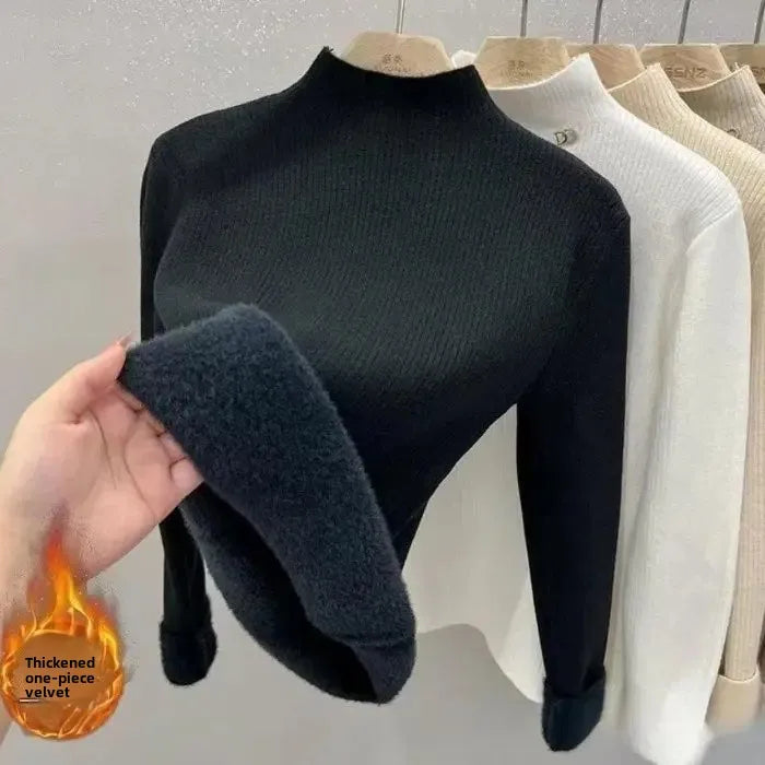 Pull Côtelé à Col Cheminé & Doublure Chaude