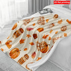 Plaid en Flanelle Douce Motif Automnal – Citrouilles et Feuilles d’Érable