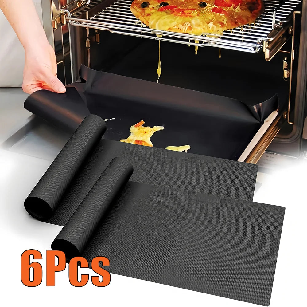 6x Tapis de Protection pour Four Anti-adhérents, Résistants à la Chaleur & Réutilisables