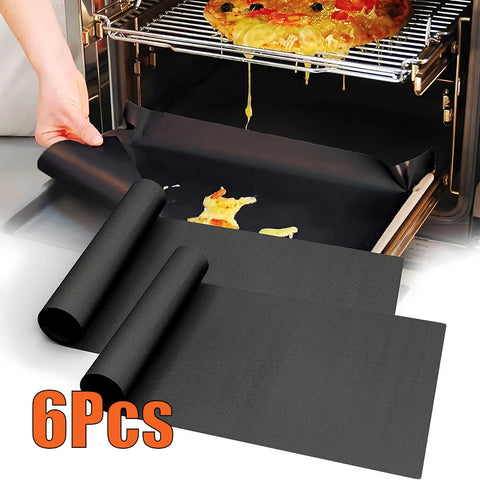 6x Tapis de Protection pour Four Anti-adhérents, Résistants à la Chaleur & Réutilisables