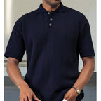 Polo homme en maille légère à manches courtes — col boutonné