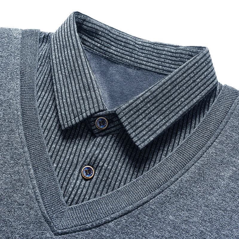 Polo Sans Manche & Chemise à Rayure 2 en 1 Doublure Polaire