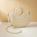 Mini Panier en Osier à Bandoulière Amovible & Fermeture Cordon