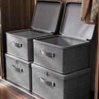 Lot de 2 Boîte de Stockage Pliable à Couvercle Grande Capacité