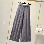 Pantalon ample en maille tricoté et torsadé - Taille haute et extensible