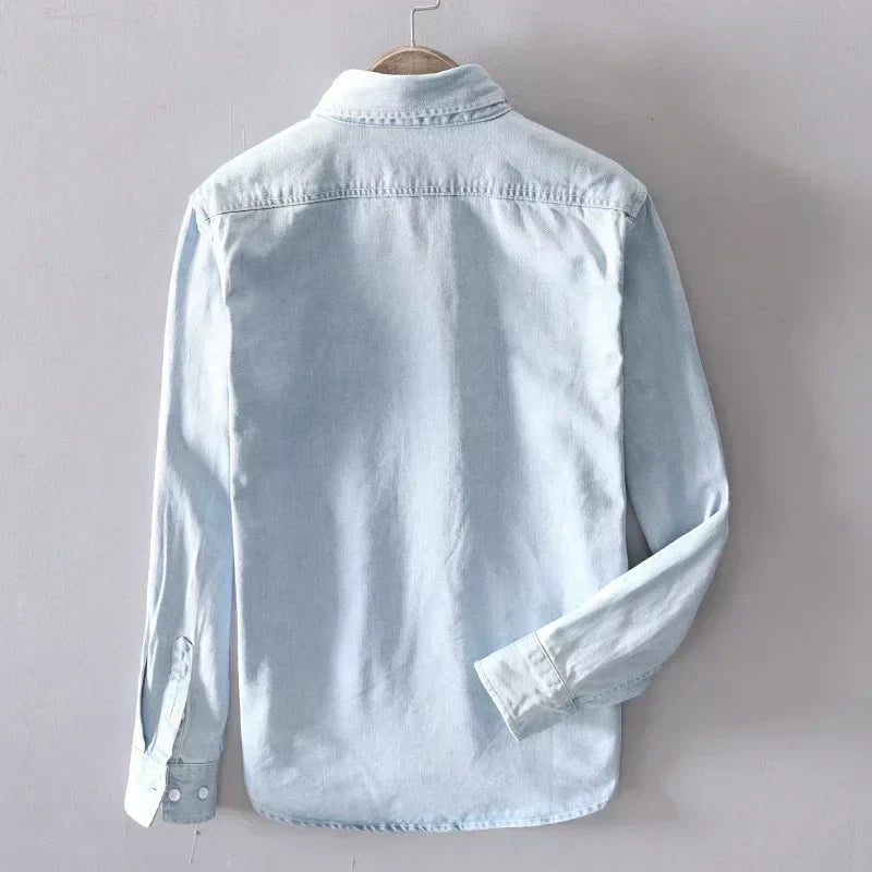 Chemise en Jean 100% Coton à Manches Longues pour Hommes