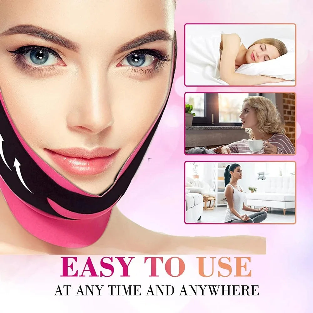 Ceinture de Visage Élastique - Redéfinit, Lifte & Anti-double menton