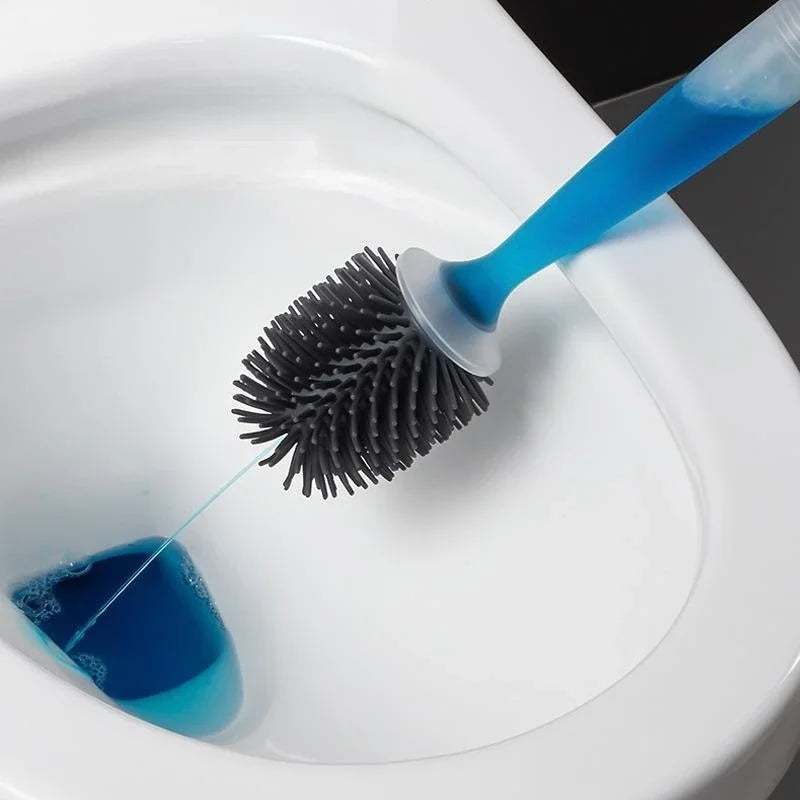 Brosse de toilette murale en silicone souple avec Réservoir à liquide intégré
