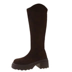 Bottes Cavalière Montantes en Suédine à Plateforme