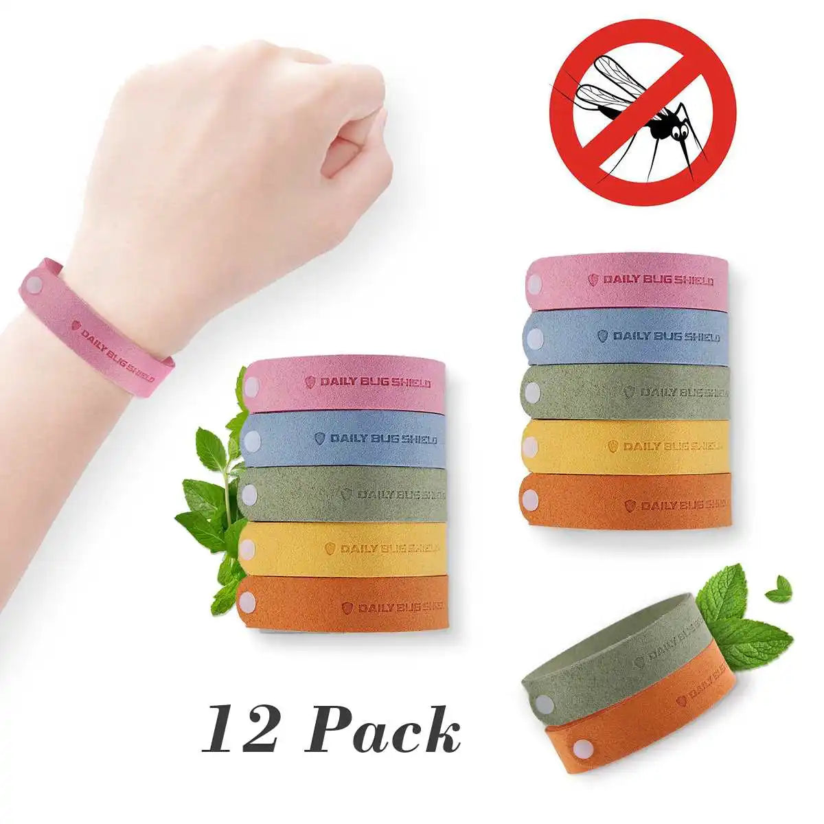 Lot de 12 bracelets répulsifs naturels anti-moustiques